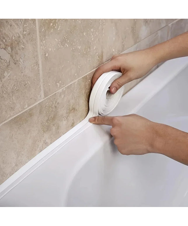 1m/3.2m PVC Waterproof Sealing Tape for Bathroom Sink, Shower, Bathtub and Toilet - Self Adhesive Wall Sticker