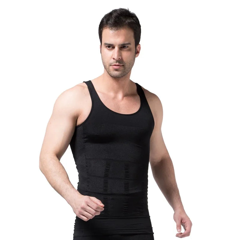 Mens Slimming Body Shaper Shapewear Abdomen Compression Shirt to Hide Gynecomastia Moobs Workout Tank Tops Undershirts