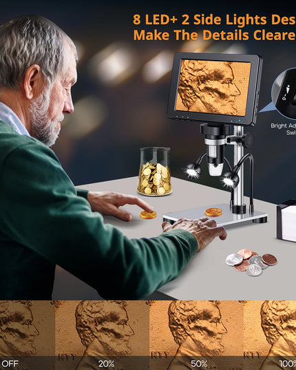 Hayve 7‘’ Digital Microscope 1200X Zoom 12MP HD Electronic Microscopes Camera Magnifier for Soldering Phone Repair Microscope