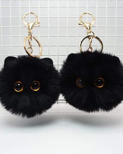 New Blush Black Briquette Cat Hand Plush Doll Keychain Pendant Girly Heart School Bag Pendant