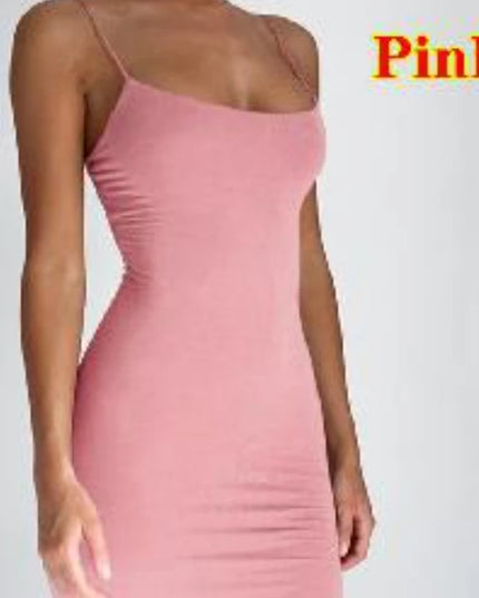 Summer Spaghetti Strap Mini Dress 2024 Women Sexy Bodycon Club Party Dresses Short Female Camisole Solid Black Sheath Sundress