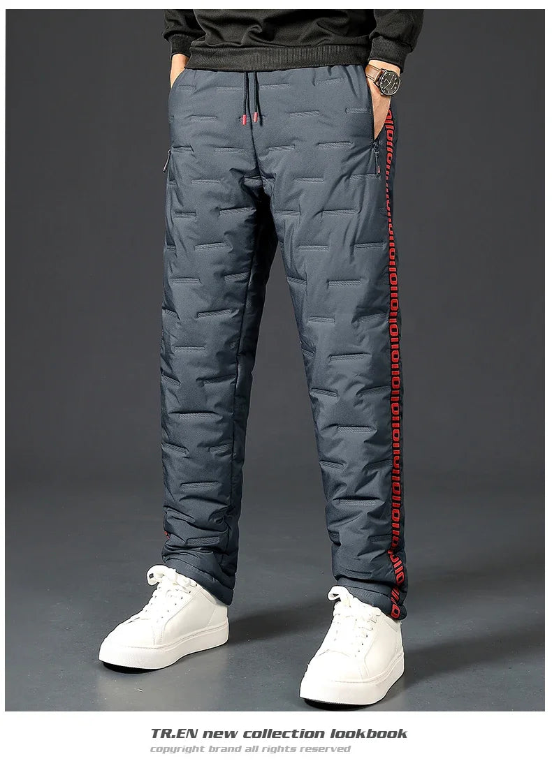 Winter Lambswool Down Pants Warm Thicken Sweatpants Men Fashion Joggers Water Proof Casual Pants Men Brand Plus Fleece Trousers