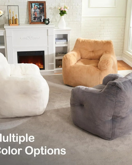 Bean Bag Sofa Chairs for Adults Comfy Bean Bag Sofa Fluffy Beanbag Chair Plush Chair Big Bubble Foam Sofa with Filler