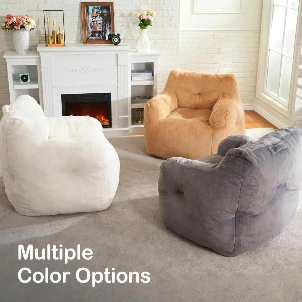 Bean Bag Sofa Chairs for Adults Comfy Bean Bag Sofa Fluffy Beanbag Chair Plush Chair Big Bubble Foam Sofa with Filler