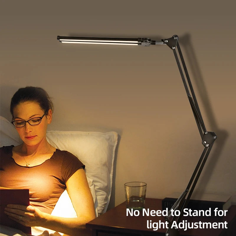 Desk Lamps Double Head LED Stepless Dimmable Led USB Table Lamp for Office Study Reading Lighting Fixture Computer Monitor Light