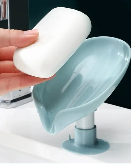 2pcs Drain Soap Holder Leaf Shape Soap Box Suction Cup Tray Drying Rack for Shower Sponge Container Kitchen Bathroom Accessories