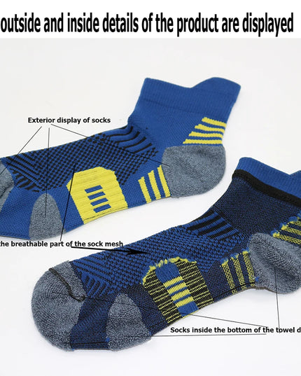 3Pair Professional Fitness Sports Socks Towel Bottom Non-Slip Running Socks Men Women Short Quick-Drying Basketball Training Sox