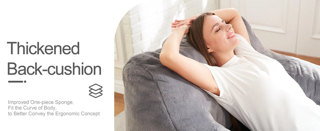 Bean Bag Sofa Chairs for Adults Comfy Bean Bag Sofa Fluffy Beanbag Chair Plush Chair Big Bubble Foam Sofa with Filler