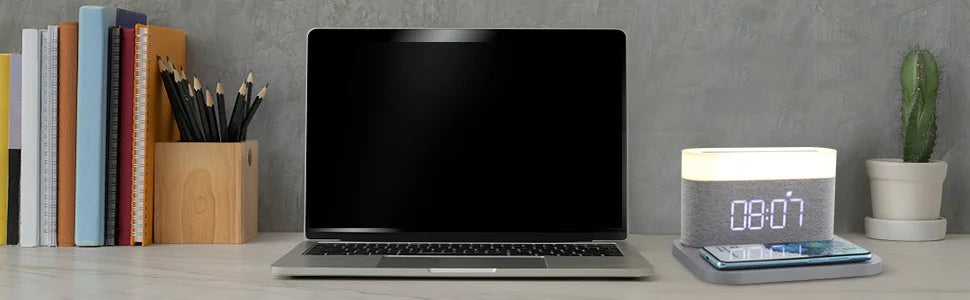 COLSUR LED Adjustable Night Light 15W Wireless Charge with Digital Alarm Clock Touch Bedside Lamp  Brightness Bedroom