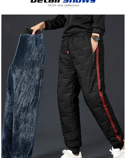 Winter Lambswool Down Pants Warm Thicken Sweatpants Men Fashion Joggers Water Proof Casual Pants Men Brand Plus Fleece Trousers