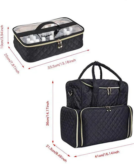 80 Bottles Nail Polish Storage Bag Portable Cosmetic Large Handbag Organizer with Handle for Travel 2 Layer Essential Oil Bag