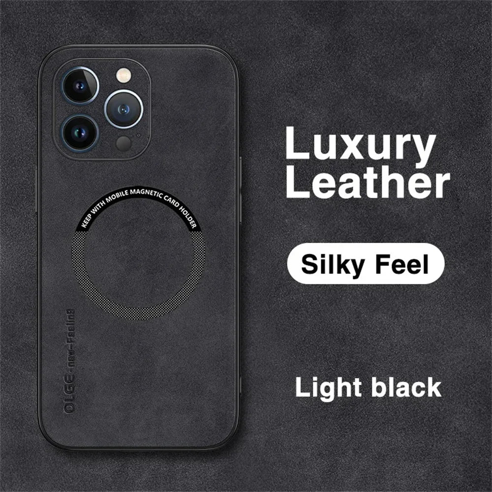 For Magsafe Luxury Leather Shockproof Phone Cases For iPhone 16 15 14 13 12 11 Pro Max 16 Plus Magnetic Wireless Charging Cover
