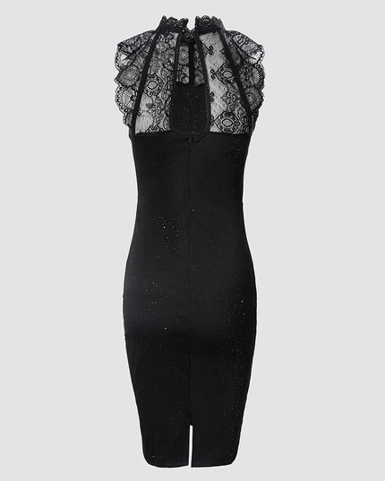 Glitter Contrast Lace Party Dress