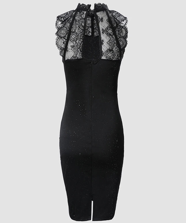 Glitter Contrast Lace Party Dress