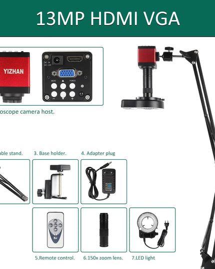 4K Microscope 48MP Digital Microscope For Electronics USB Industrial Cameras HDMI 1-150X Zoom C-Mount Lens Phone Pcb Soldering