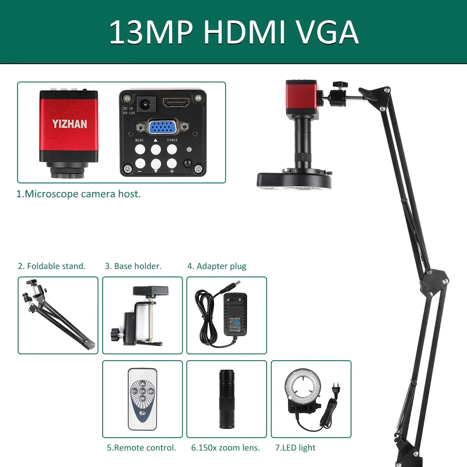 4K Microscope 48MP Digital Microscope For Electronics USB Industrial Cameras HDMI 1-150X Zoom C-Mount Lens Phone Pcb Soldering