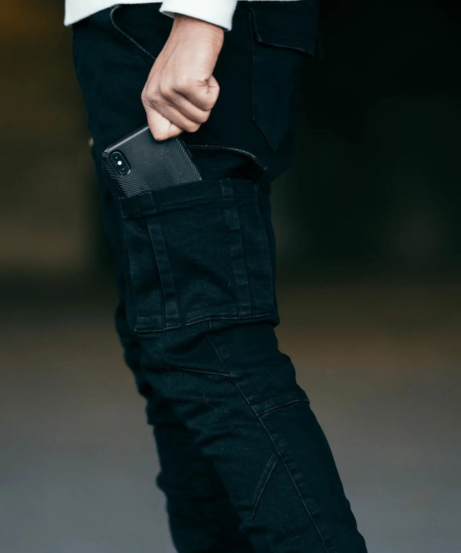 new Jeans Men Pants Wash Solid Color Multi Pockets Denim Mid Waist Cargo Jeans Plus Size Fahsion Casual Trousers Male Daily Wear