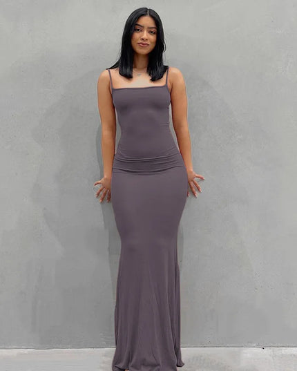 Satin Slip Sleeveless Backless Maxi Dress Women 2023 Summer Bodycon Elegant Sexy Outfits Ladies Birthday Party Club Sundress