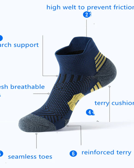 3Pair Professional Fitness Sports Socks Towel Bottom Non-Slip Running Socks Men Women Short Quick-Drying Basketball Training Sox
