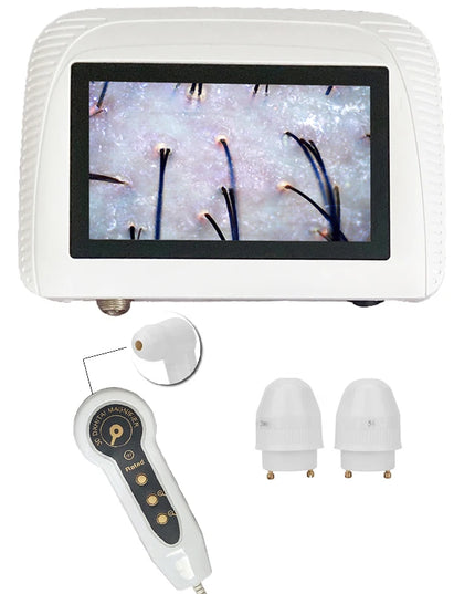 Magnifying Skin Analyzer Rechargeable Detector Hair Follicle Oil Moisture Pigment Tester Scalp/Face Skin Care Monitor 50X/200X
