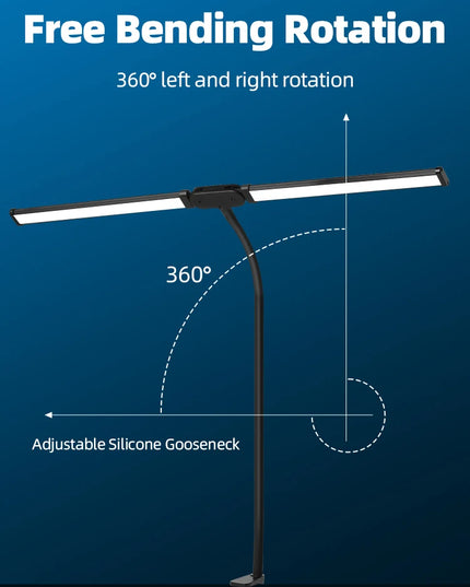 Desk Lamps Double Head LED Stepless Dimmable Led USB Table Lamp for Office Study Reading Lighting Fixture Computer Monitor Light