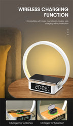 3 in 1 Wireless Charging Bedside Lamp Touch Table Lamp With Alarm Clock Wake-Up Light Nightstand Reading Night Light for Bedroom