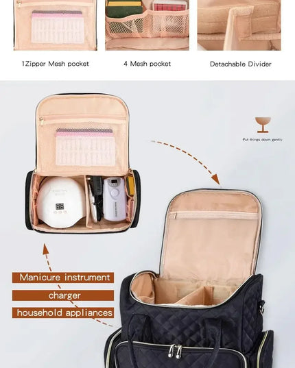 80 Bottles Nail Polish Storage Bag Portable Cosmetic Large Handbag Organizer with Handle for Travel 2 Layer Essential Oil Bag