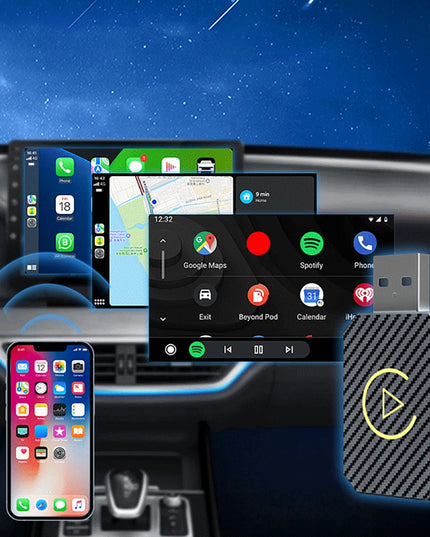 Wireless Carplay Android Auto Adapter 2 in 1 Mini Box Plug&Play Wireless Dongle BT WiFi for Wired CarPlay/Andriod Auto Cars