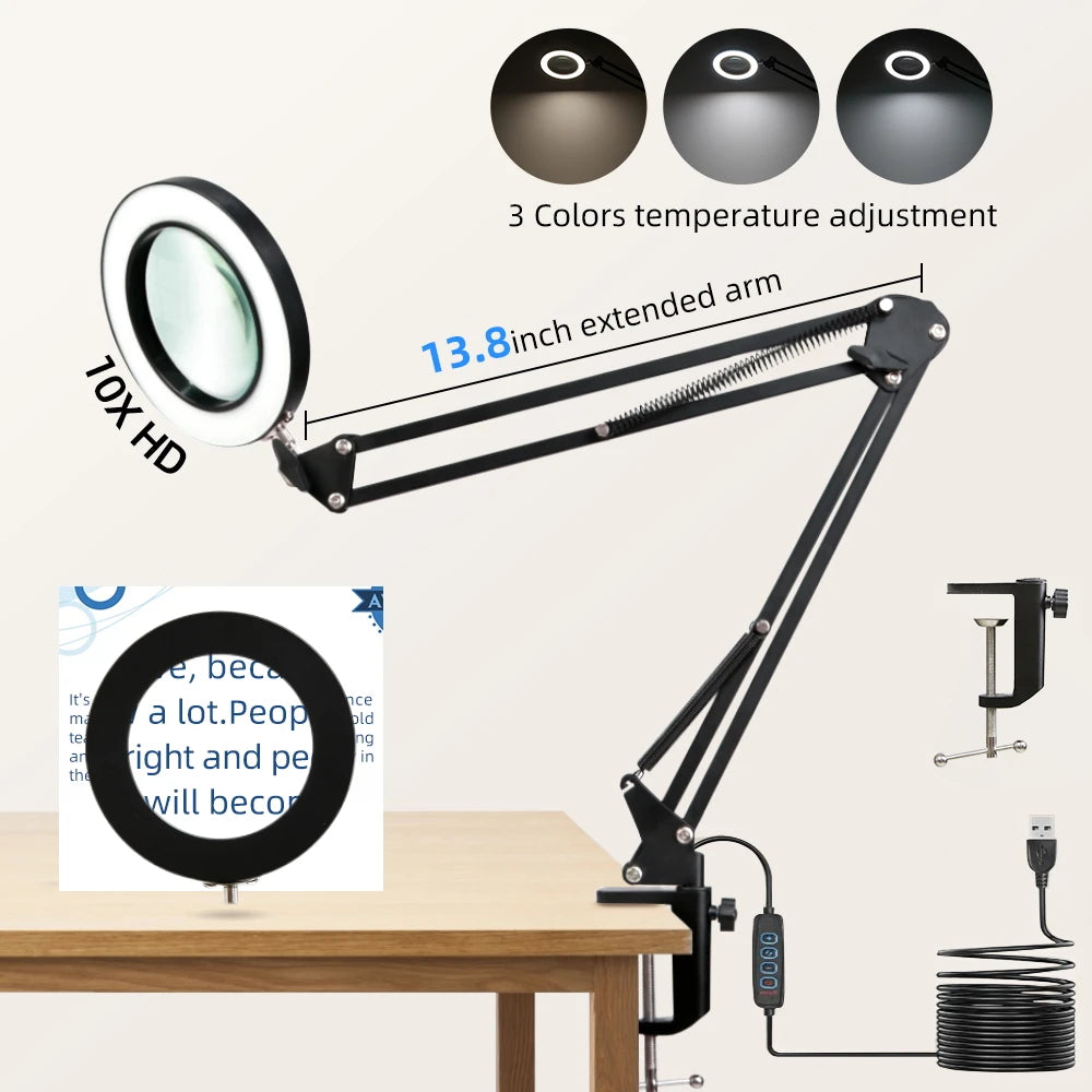Desk Lamps Double Head LED Stepless Dimmable Led USB Table Lamp for Office Study Reading Lighting Fixture Computer Monitor Light