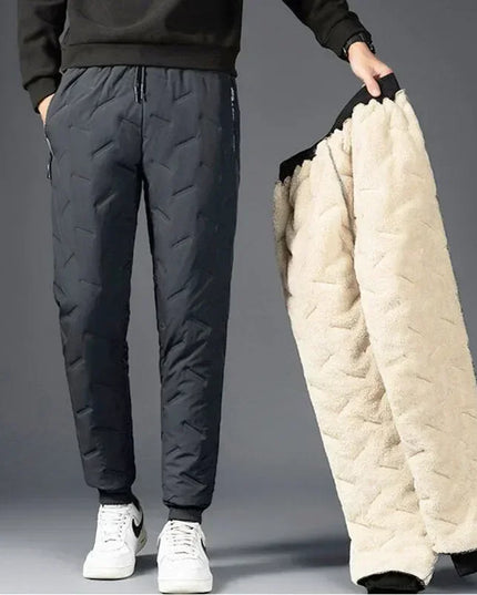 Winter Down Cotton Pants Men's Outdoor Plush Thick Velvet Warm Sports Pants Lambswol Casual Waterproof Windproof Ski Pants 7XL