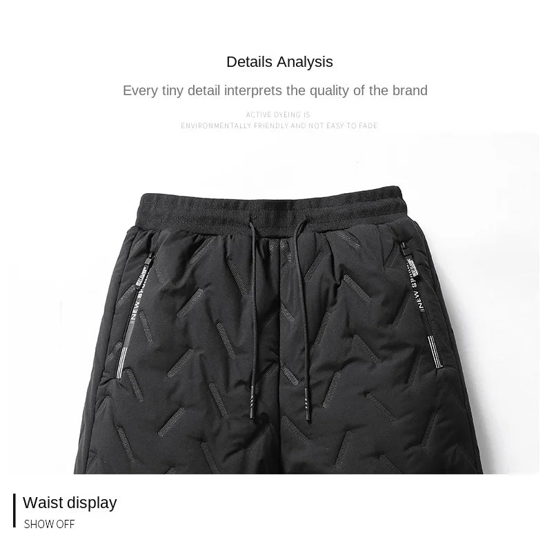 Winter Down Cotton Pants Men's Outdoor Plush Thick Velvet Warm Sports Pants Lambswol Casual Waterproof Windproof Ski Pants 7XL