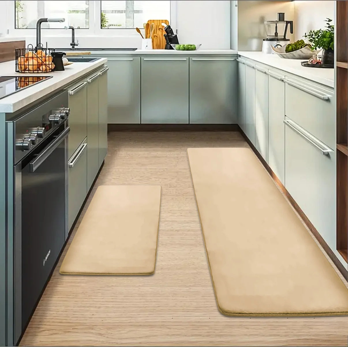 Thickened flannel kitchen floor mats absorbent oil non-slip mats long strips of dirt-resistant carpets entrance door mats