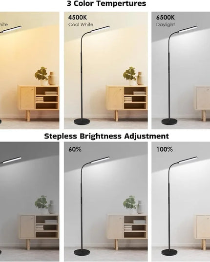 LED Floor Lamp, Bright 15W Floor Lamps for Living Room with 1H Timer, Stepless Adjustable 3000K-6000K Colors & Brightness