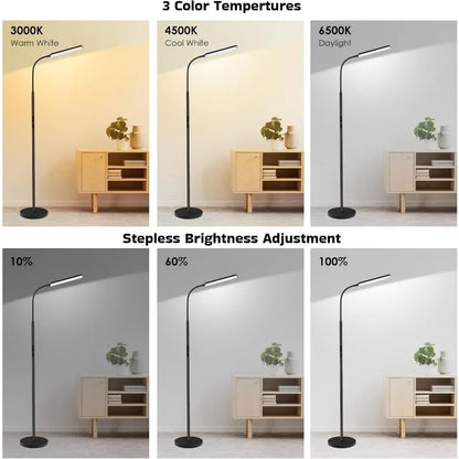 LED Floor Lamp, Bright 15W Floor Lamps for Living Room with 1H Timer, Stepless Adjustable 3000K-6000K Colors & Brightness