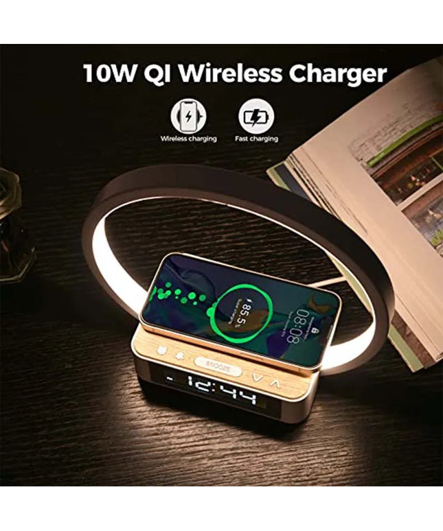 Multifunctional Night Light Atmosphere Lamps Digital Alarm Clock Speaker Wireless Charger Children Sleep Bedroom Decoration 2025
