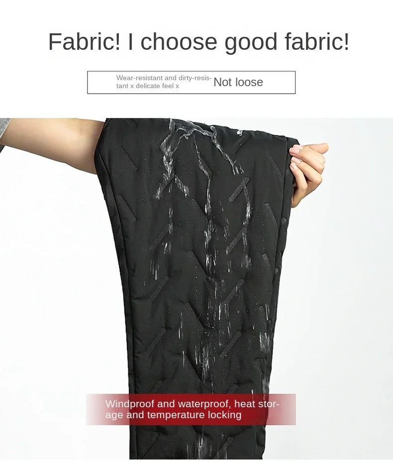 Winter Down Cotton Pants Men's Outdoor Plush Thick Velvet Warm Sports Pants Lambswol Casual Waterproof Windproof Ski Pants 7XL