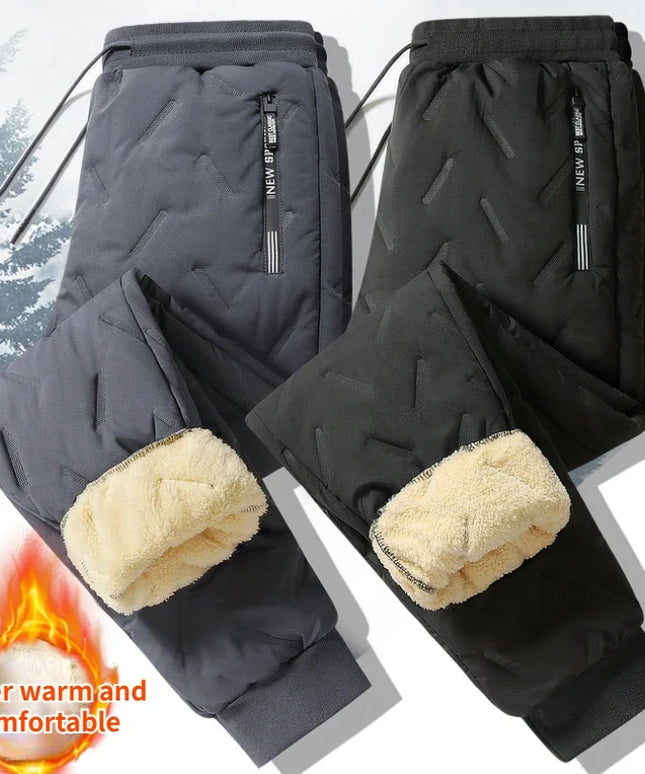 Winter Down Cotton Pants Men's Outdoor Plush Thick Velvet Warm Sports Pants Lambswol Casual Waterproof Windproof Ski Pants 7XL