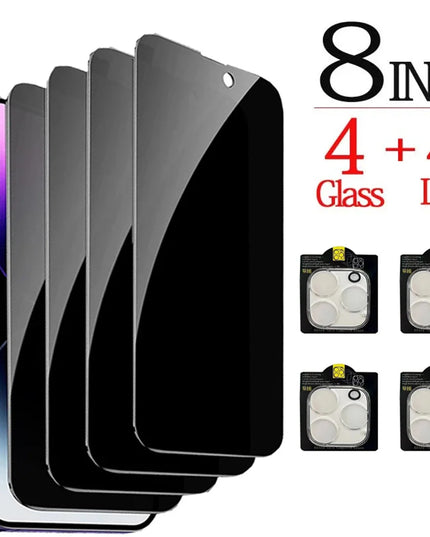 Anti-Spy Glass For iPhone 16 15 14 13 Pro Max Privacy Screen Protectors & Camera Protection Film For iPhone15 12 11 Pro mica