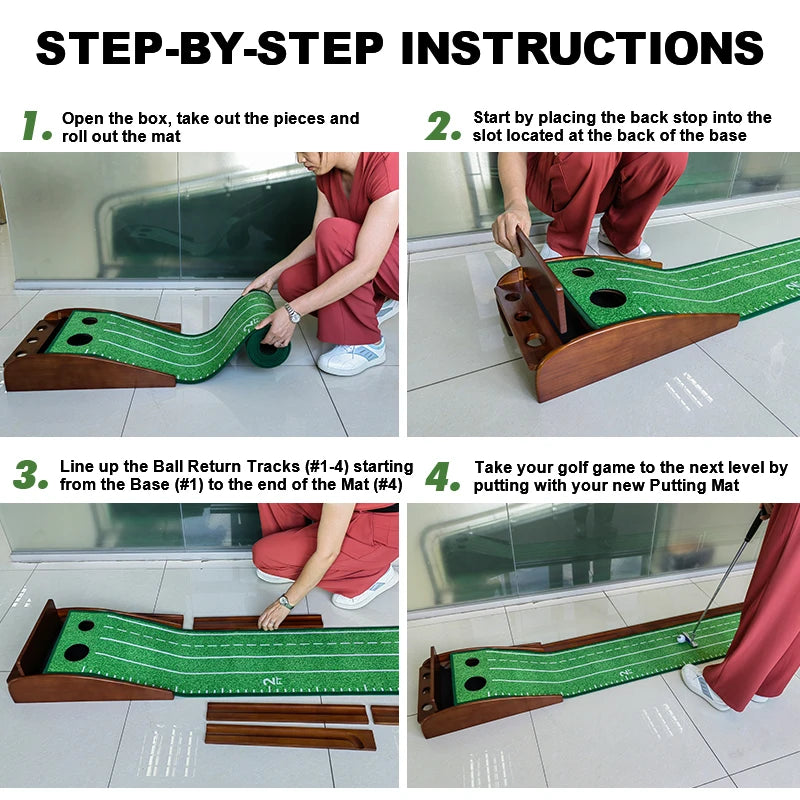 Golf Putting Set Putting Green Indoor Newly Office Golf Practice Putting Mat With Automatic Ball Return Track For Mini Games