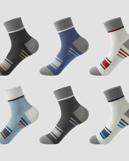 5Pairs Breathable Cotton Sports Stockings Men Bamboo Fiber Autumn and Winter Men Socks Sweat Absorption Deodorant Business Sox