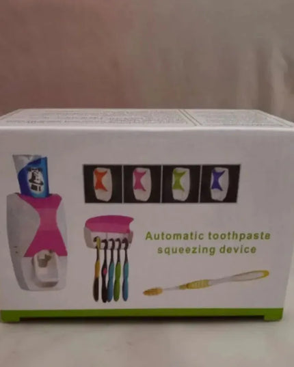 2PCS Automatic Toothpaste Dispenser Wall Mount Dust-proof Toothbrush Holder Wall Mount Bathroom Accessories Set Squeezer