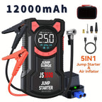 5-in-1 Multifunctional Air Pump Jump Starter with Air Compressor 3000A Peak/150PSI Battery Jump Starter Digital Tire Inflator