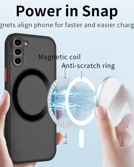 Matte Magnetic For Samsung Galaxy S24 S23 S22 S21 S20 Ultra Plus FE A54 A53 A13 Note 20 10 5G Case Frosted Wireless Charge Cover
