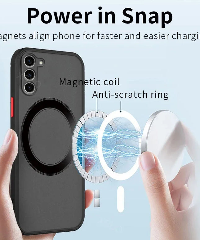 Matte Magnetic For Samsung Galaxy S24 S23 S22 S21 S20 Ultra Plus FE A54 A53 A13 Note 20 10 5G Case Frosted Wireless Charge Cover