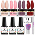 5g Dipping Nail Powder Set Red Nail Glitter Dipping System Kit For Manicure Nail Art Decorations Natural Dry Without Lamp Cure