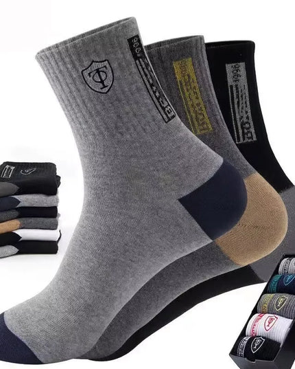 5Pairs Breathable Cotton Sports Stockings Men Bamboo Fiber Autumn and Winter Men Socks Sweat Absorption Deodorant Business Sox