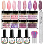 5g Dipping Nail Powder Set Red Nail Glitter Dipping System Kit For Manicure Nail Art Decorations Natural Dry Without Lamp Cure