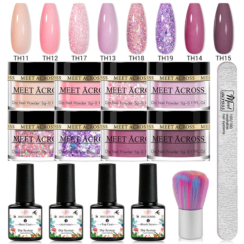 5g Dipping Nail Powder Set Red Nail Glitter Dipping System Kit For Manicure Nail Art Decorations Natural Dry Without Lamp Cure