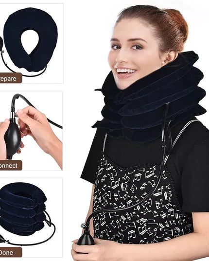 1Pcs Neck Stretcher Inflatable Cervical Neck Traction Brace Breathable Comfortable Protection Prevent Cervical Forward Leaning