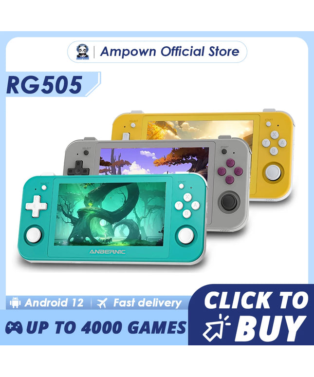 ANBERNIC RG505 Handheld Game Console 4.95″ OLED Touch Screen Android 12 OS Portable Video Game Console Hall Joyctick OTA Update